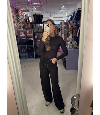 Lace Up Jeans - Brown