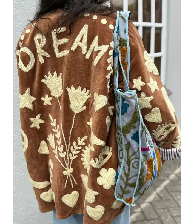 Tout Vintage Velvet Jacket Dream - Brown/Creme