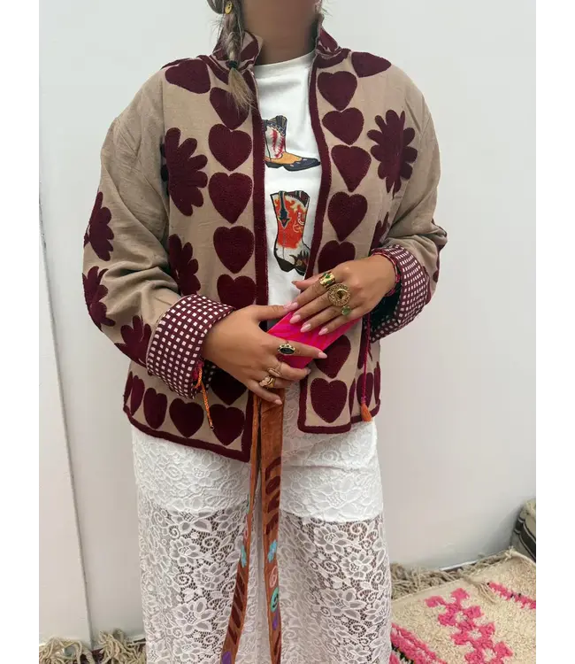 Cotton Jacket Heart - Beige/Brown