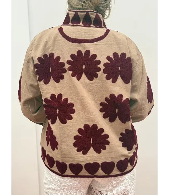 Cotton Jacket Heart - Beige/Brown