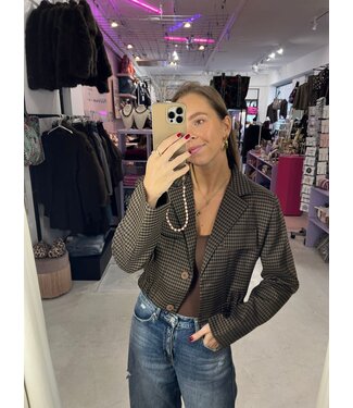 Clara Grid Blazer - Brown
