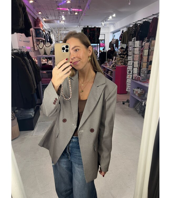 Silvia Grid Blazer  - Brown