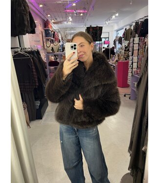 Bella Fur Coat - Dark Brown