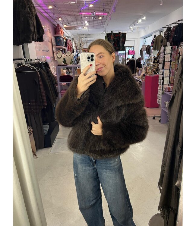 Bella Fur Coat - Dark Brown
