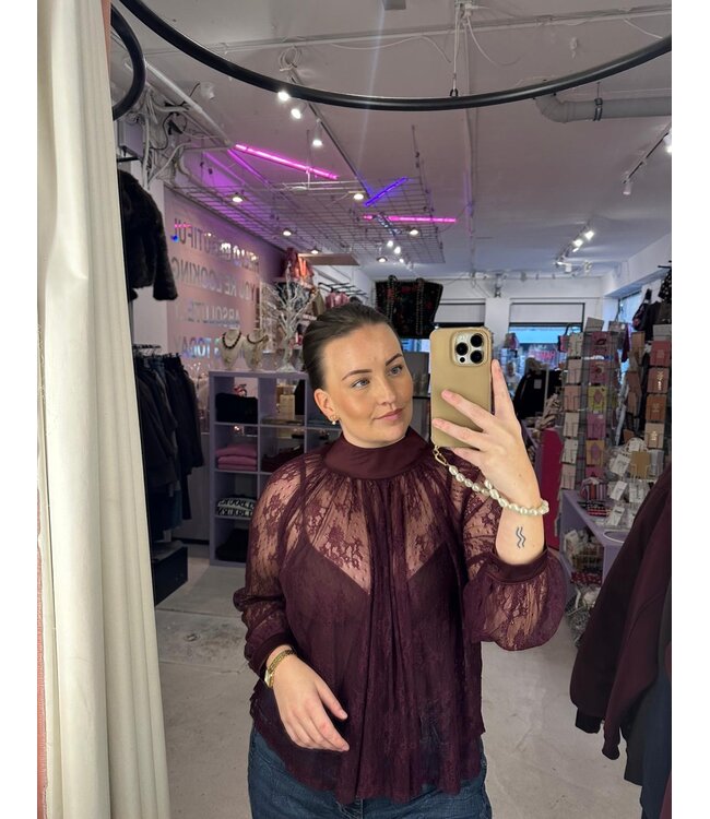 Phoebe Lace Top - Burgundy