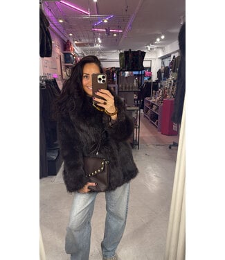 Bella Fur Midi Coat - Dark Brown