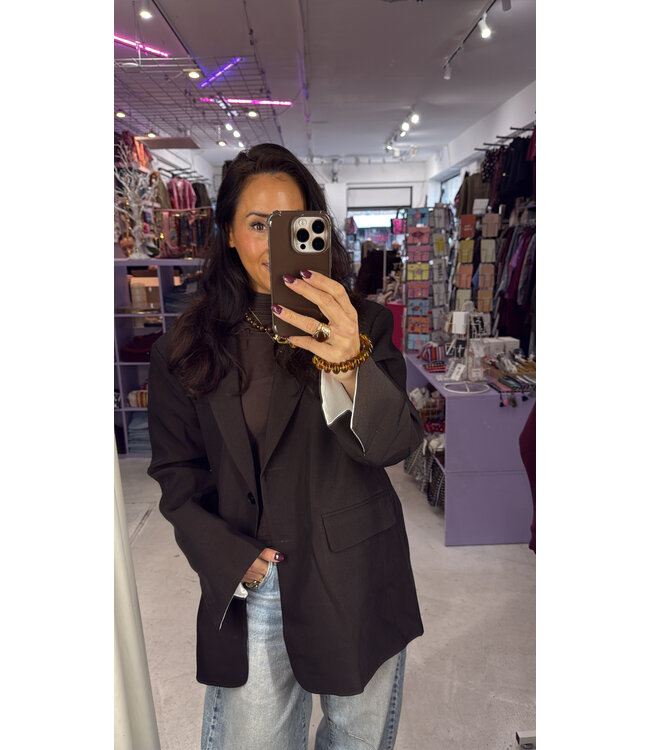 Elenza Oversized Blazer - Brown