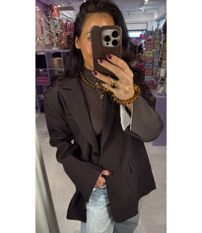 Elenza Oversized Blazer - Brown