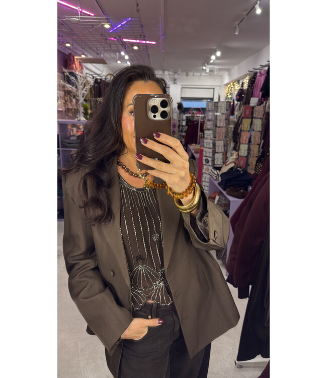 Livia Sparkle Top - Brown