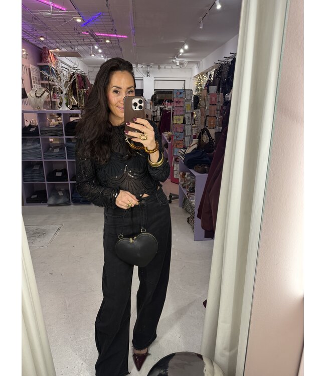 Icelyn Top - Black Sparkle