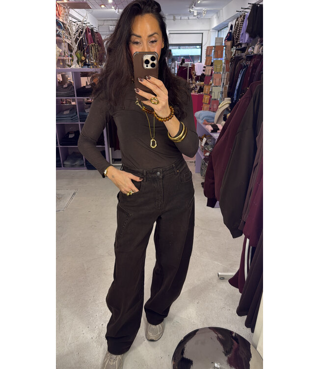 Susie Balloon Pocket Side jeans - Brown