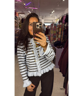 Azara Cardigan - Blue/Brown