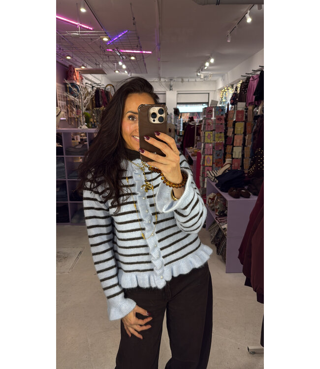 Azara Cardigan - Blue/Brown