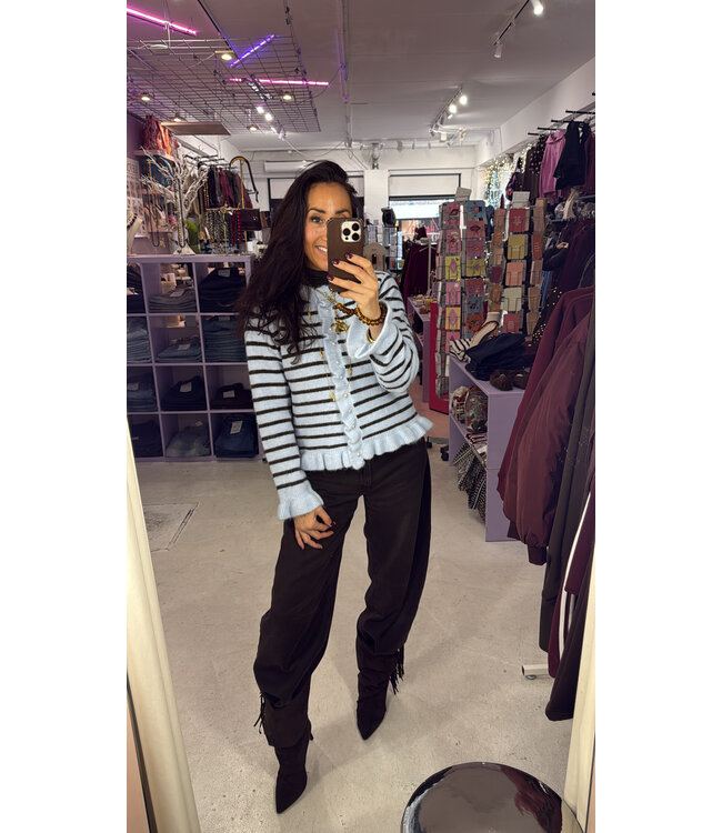 Azara Cardigan - Blue/Brown