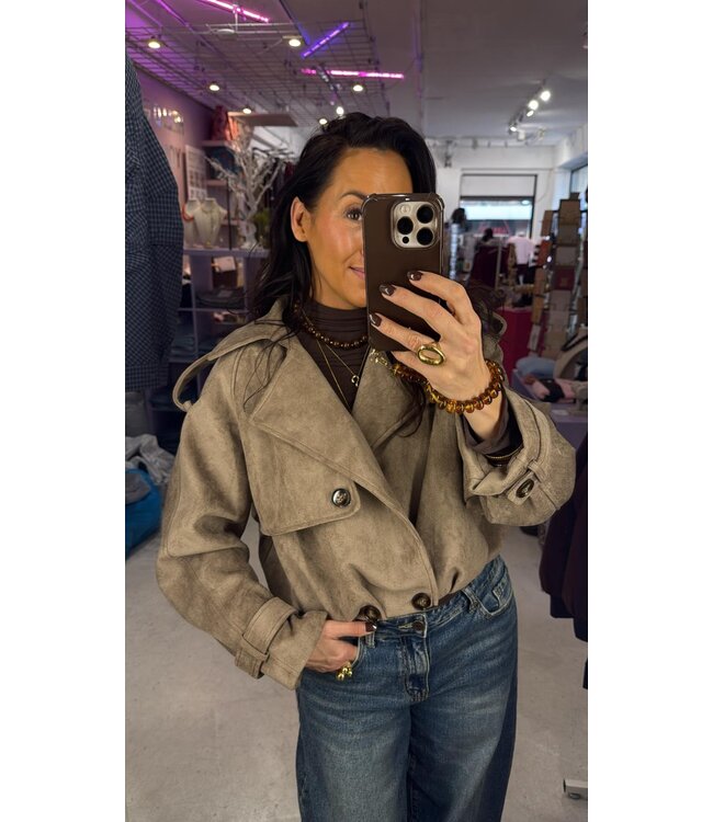 Victoria Suedine Jacket - Taupe
