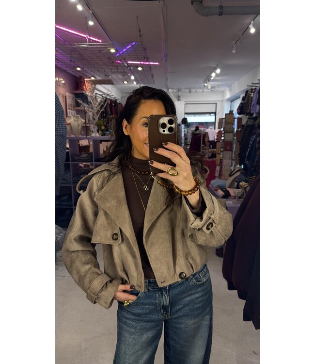 Victoria Suedine Jacket - Taupe