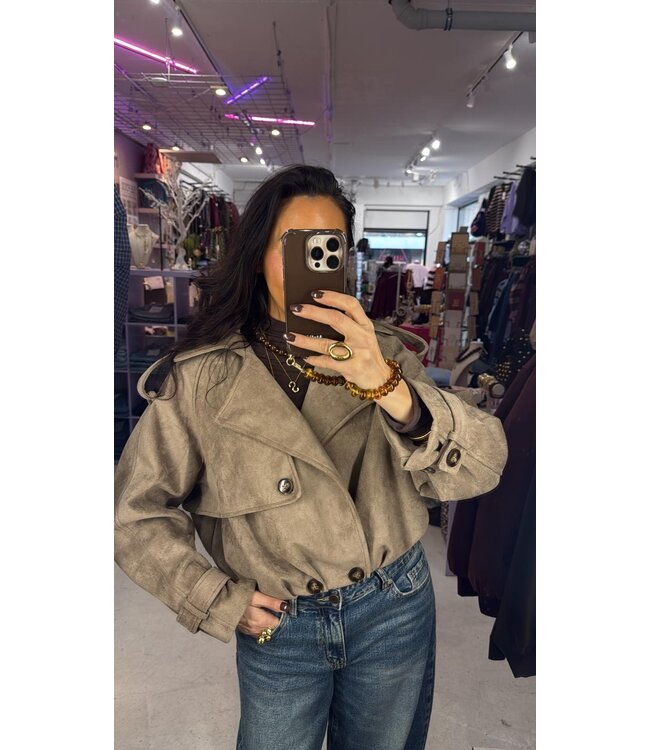 Victoria Suedine Jacket - Taupe