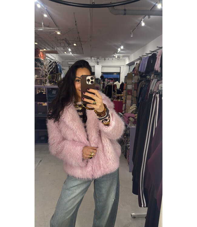 Blush Belle Faux Fur Jacket - Soft Pink
