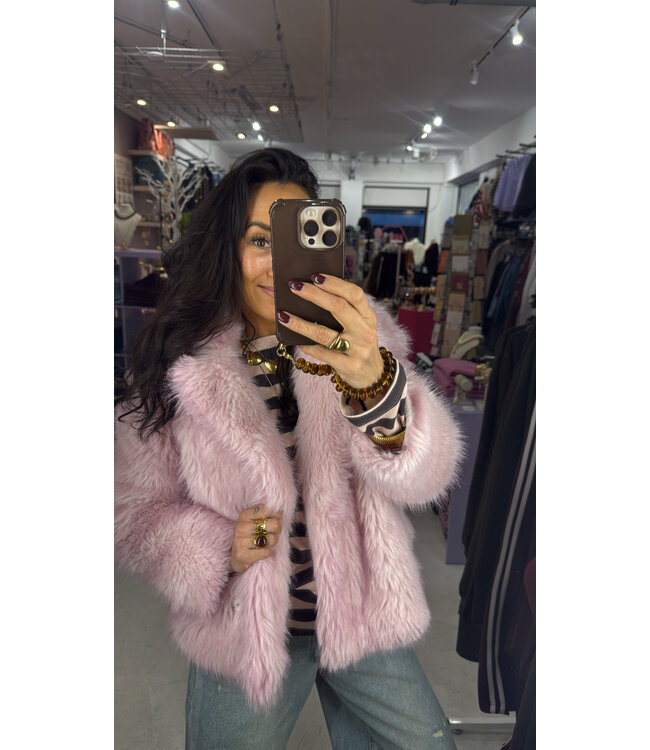 Blush Belle Faux Fur Jacket - Soft Pink