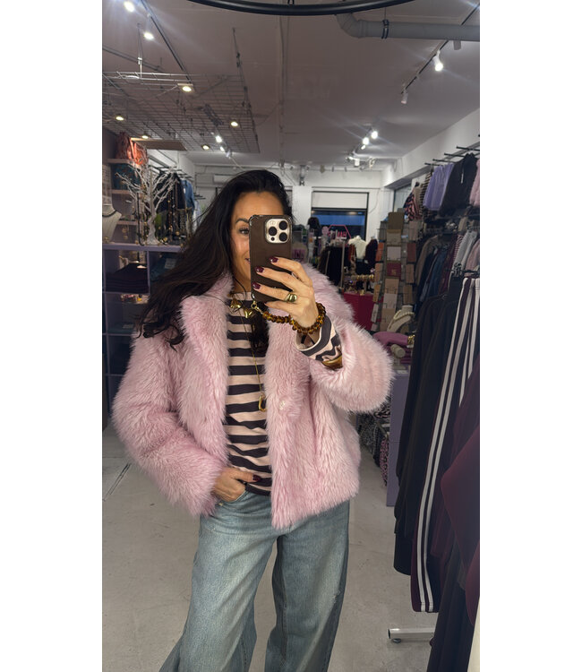 Blush Belle Faux Fur Jacket - Soft Pink