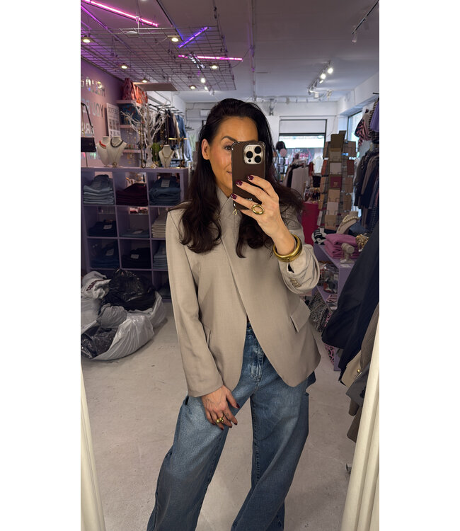 Diagonal Blazer - Taupe