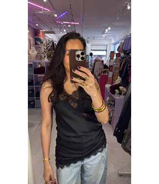 Luna Satin Top - Black