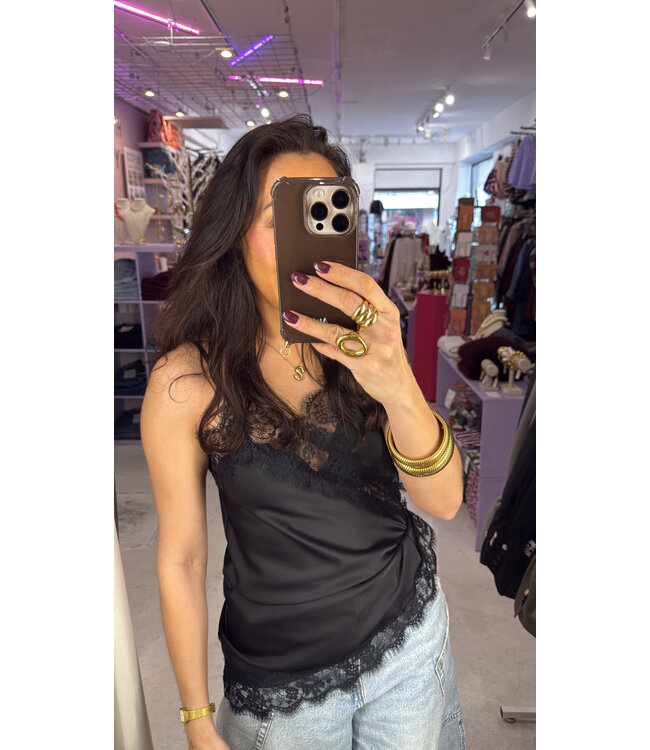 Luna Satin Top - Black