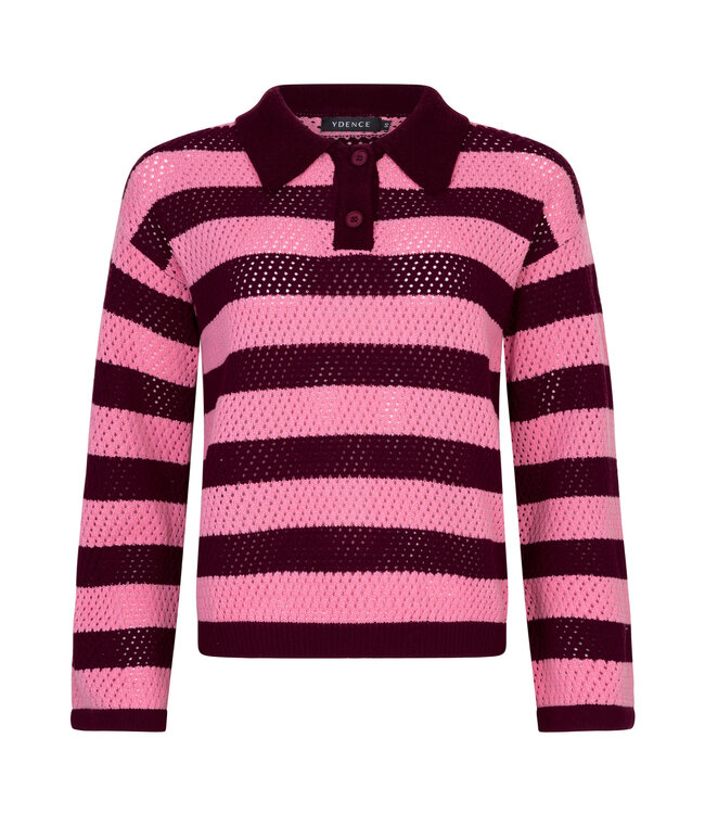 Knitted Top Agnes - Burgundy/Coralpink