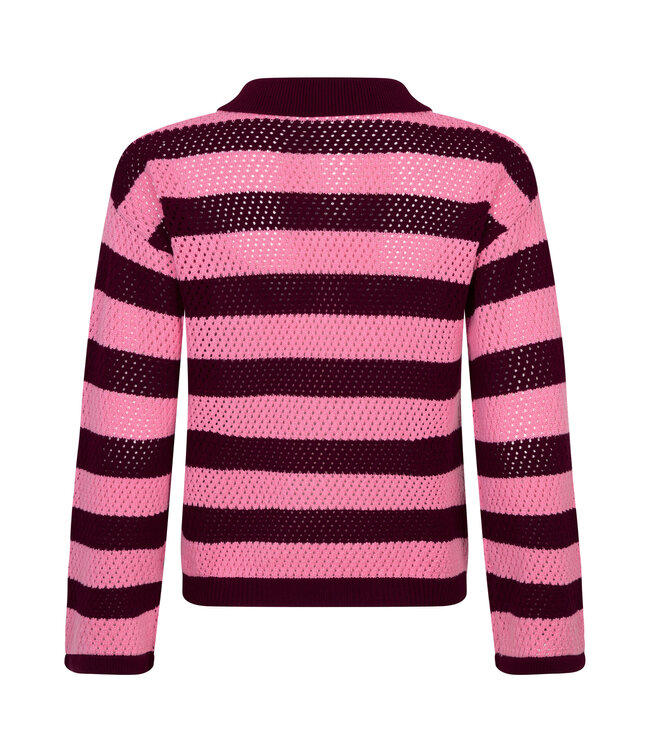 Knitted Top Agnes - Burgundy/Coralpink