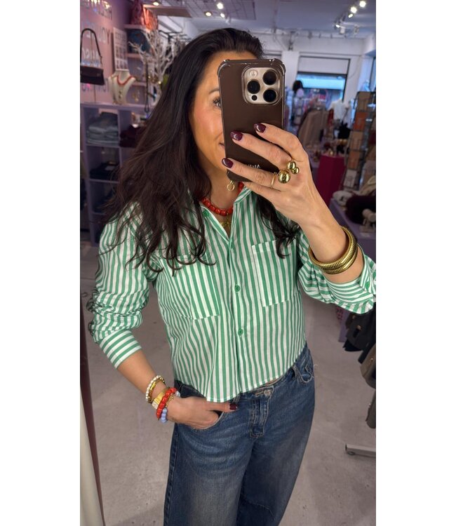 Paris Stripe Blouse - Green