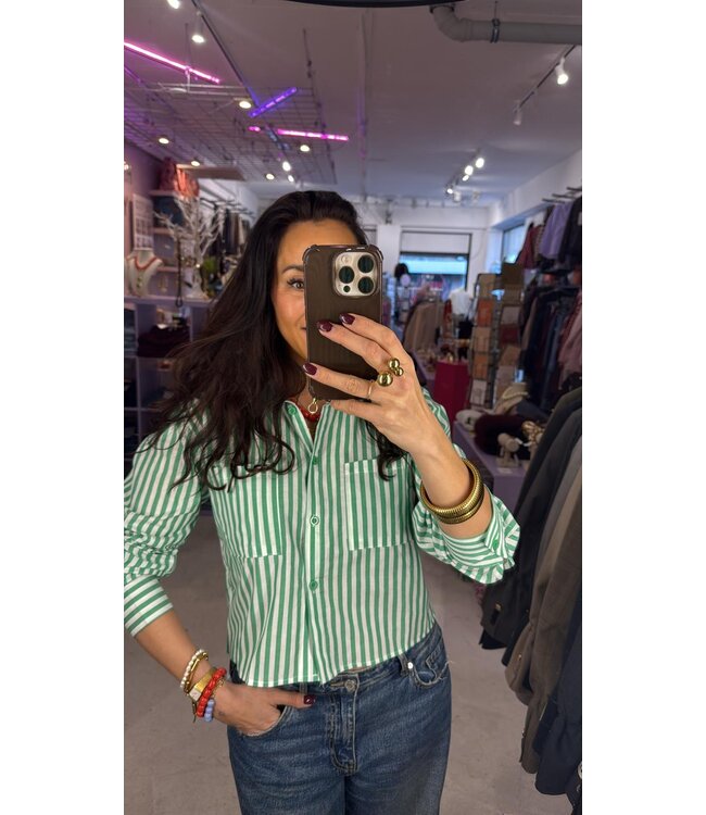 Paris Stripe Blouse - Green