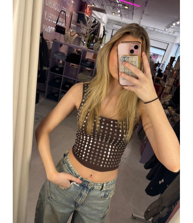 Stud Top - Brown