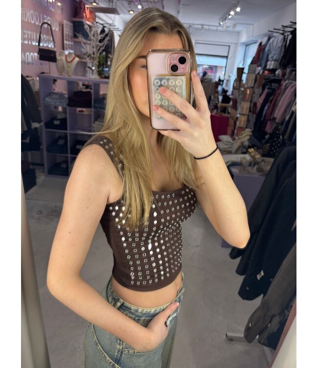 Stud Top - Brown