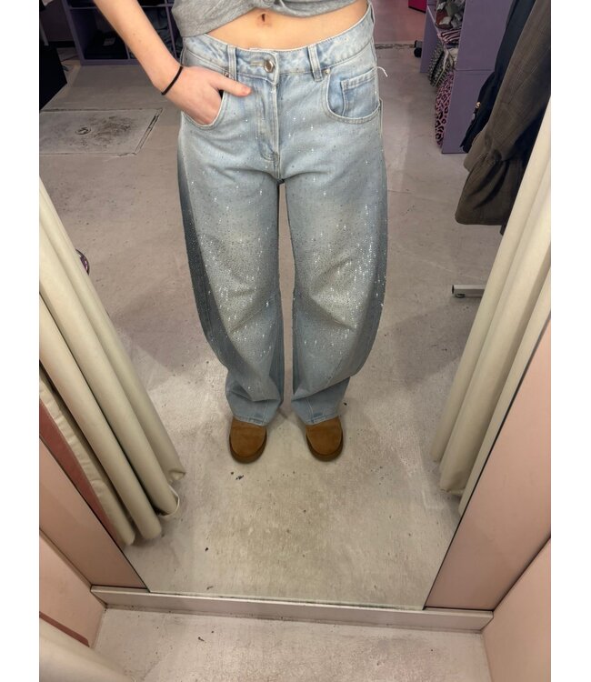 Sarah Sparkle Barrel Jeans - Light Blue