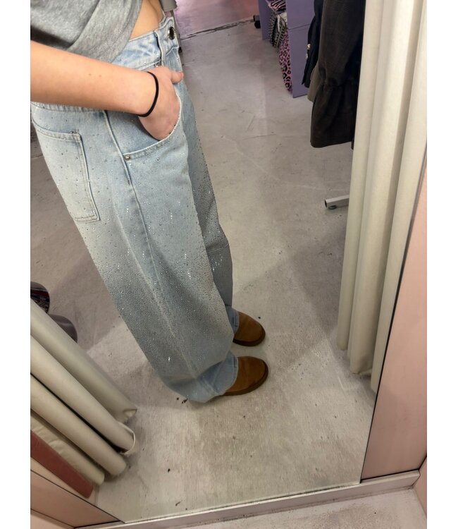 Sarah Sparkle Barrel Jeans - Light Blue