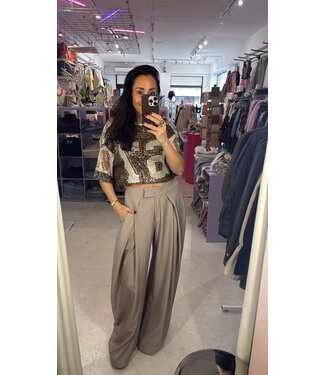 Elise Wide Leg Pants - Beige