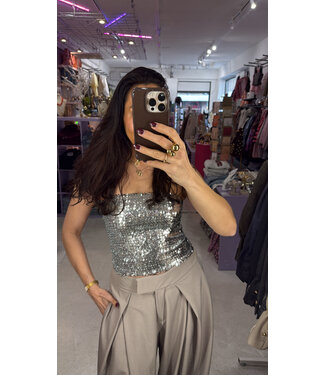 Lumiere Strapless Top - Silver Sequin