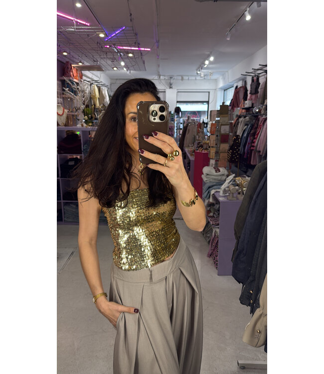 Lumiere Strapless Top - Gold Sequin