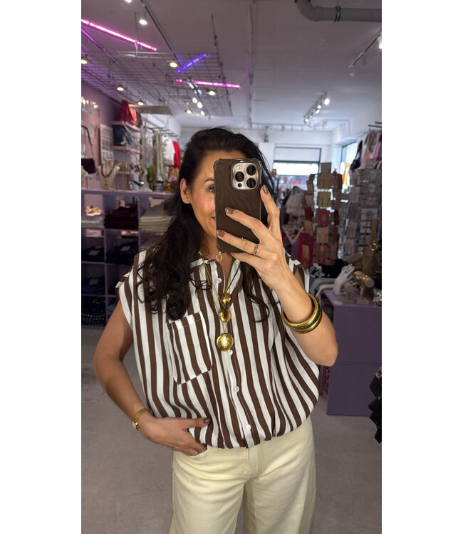Intuition Blouse - Brown stripe