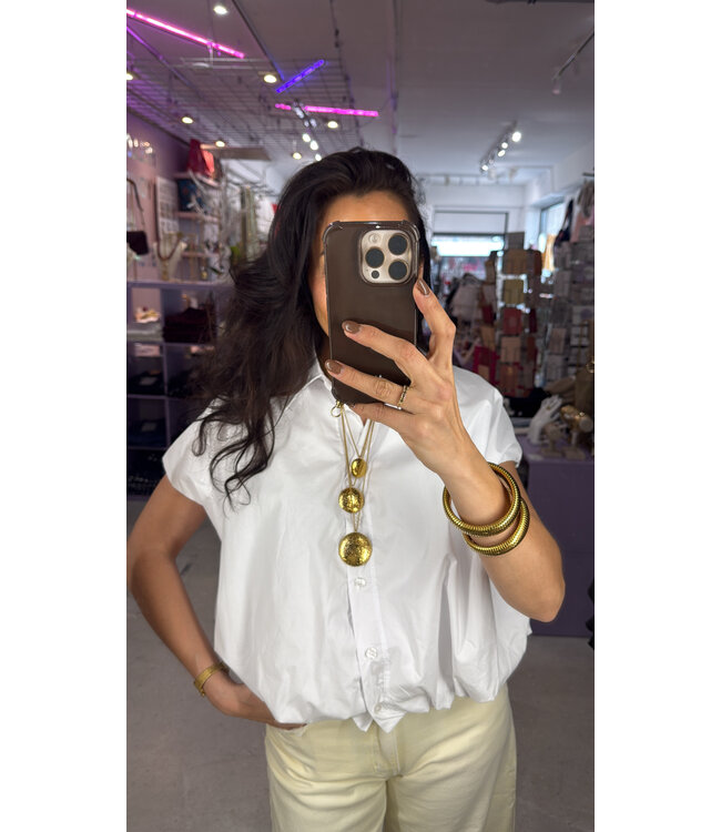 Celine Cropped Blouse - White