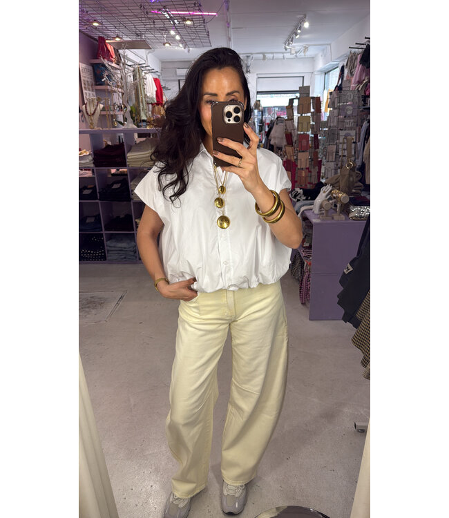 Celine Cropped Blouse - White