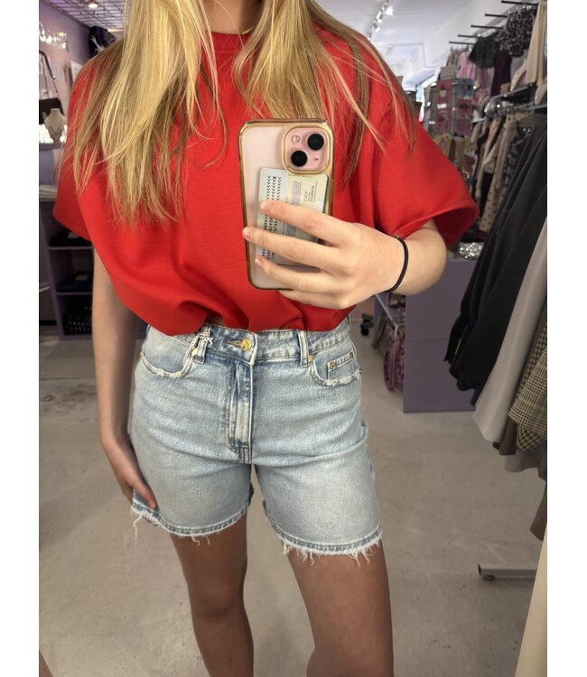 Queen Denim Shorts - Light Blue