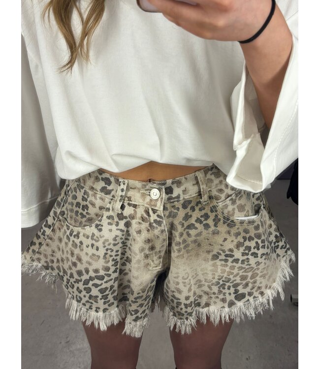 Mochy Denim Short - Leopard