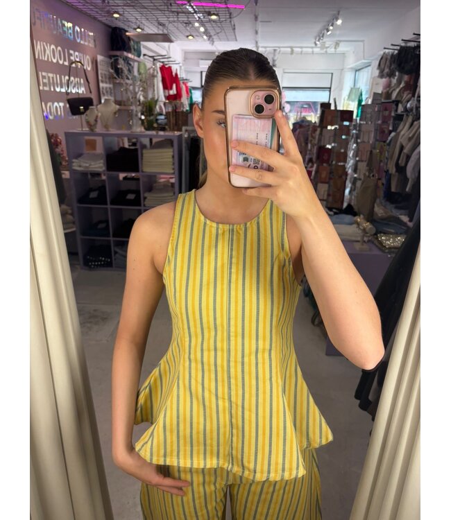 Queen Set Top - Yellow Stripe