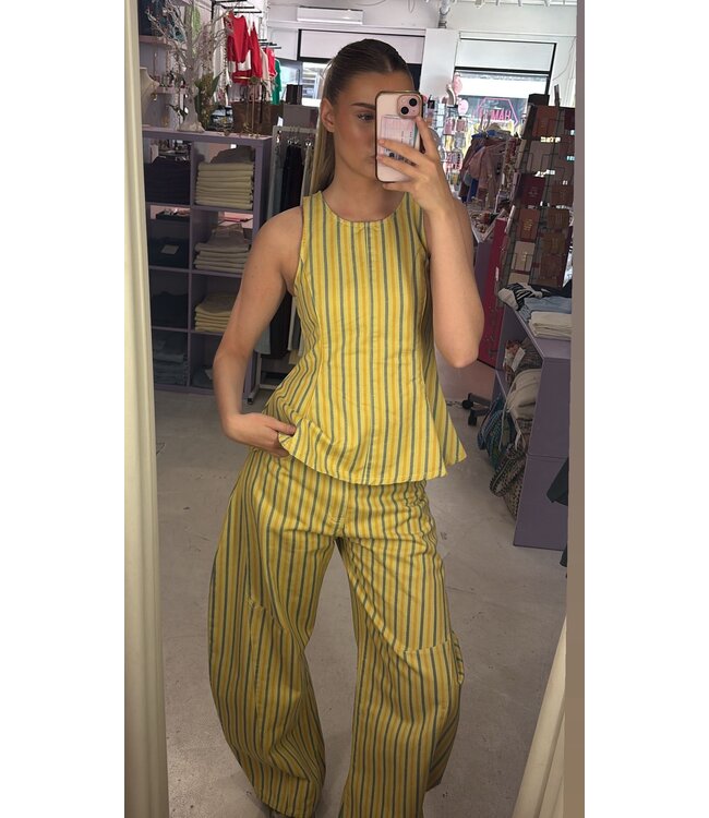 Queen Set Top - Yellow Stripe