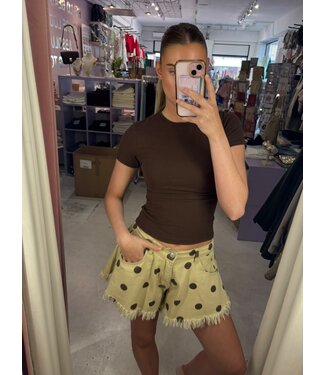 Mochy Denim Short - Polka Beige/Brown