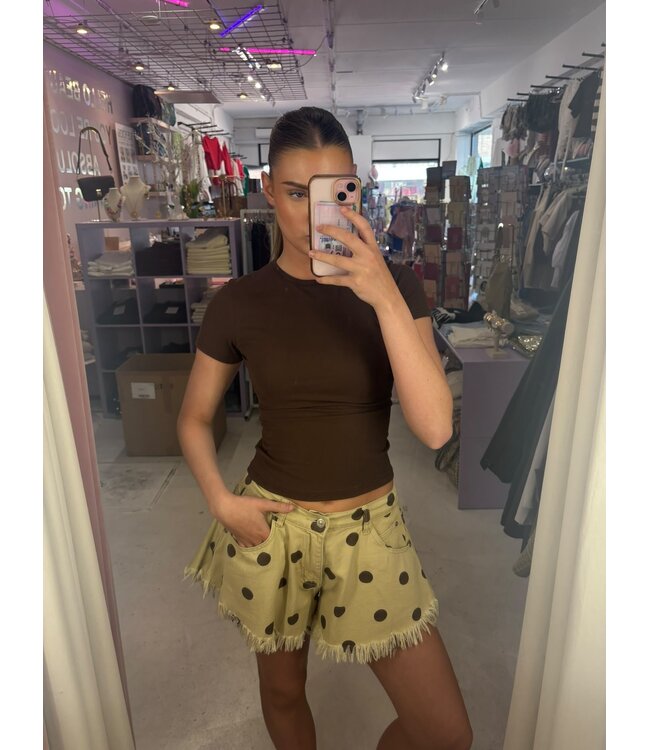 Mochy Denim Short - Polka Beige/Brown