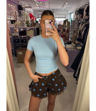 Mochy Denim Short - Polka brown/blue
