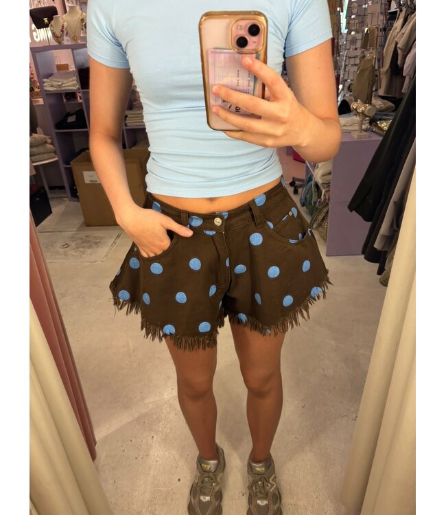 Mochy Denim Short - Polka brown/blue