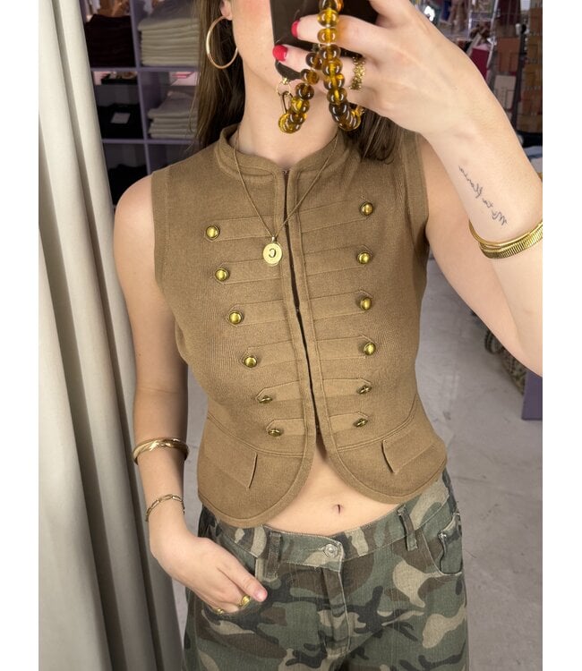 Michael Gilet Top  - Camel